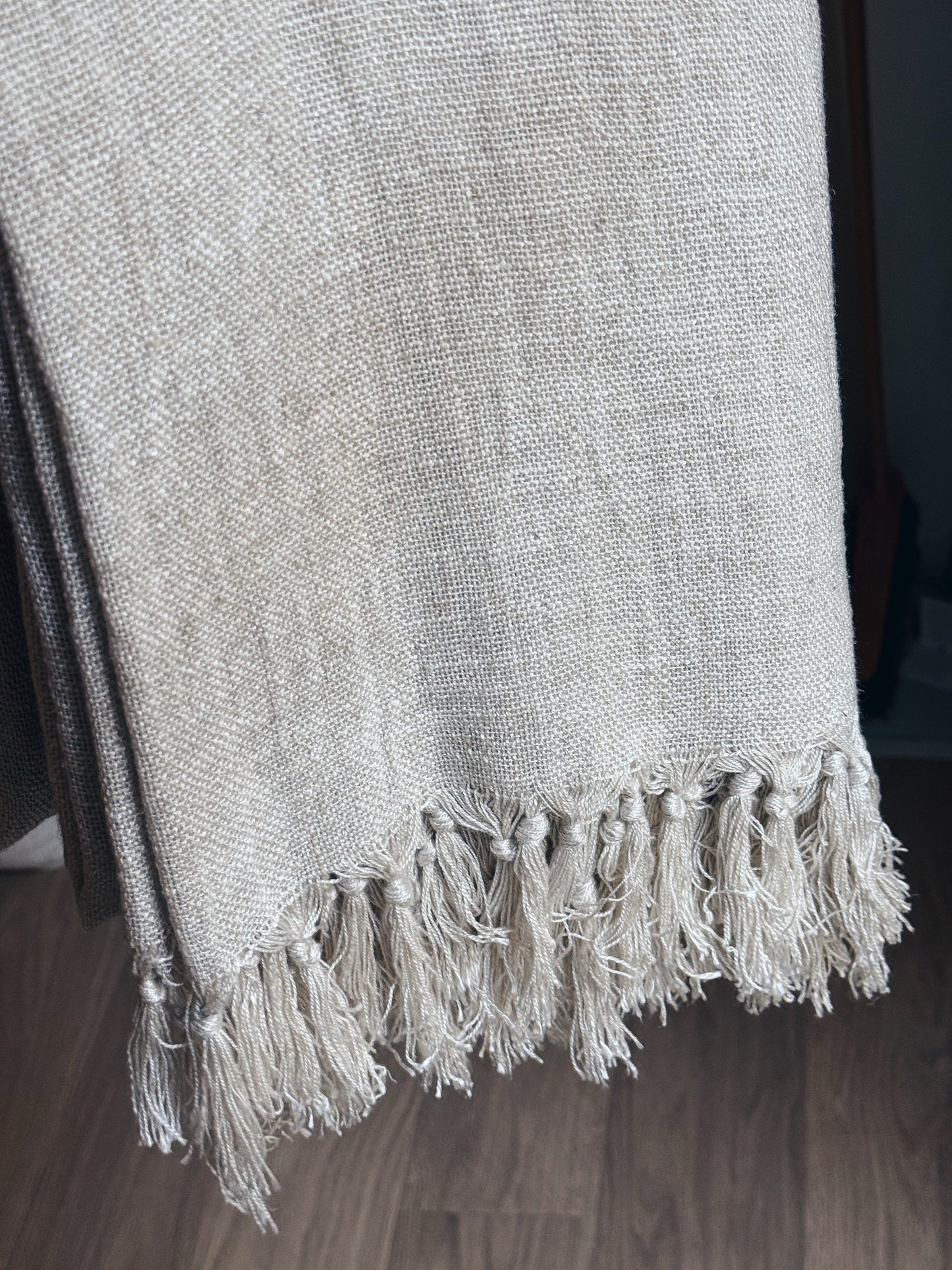 Extra Large Natural Linen Blanket