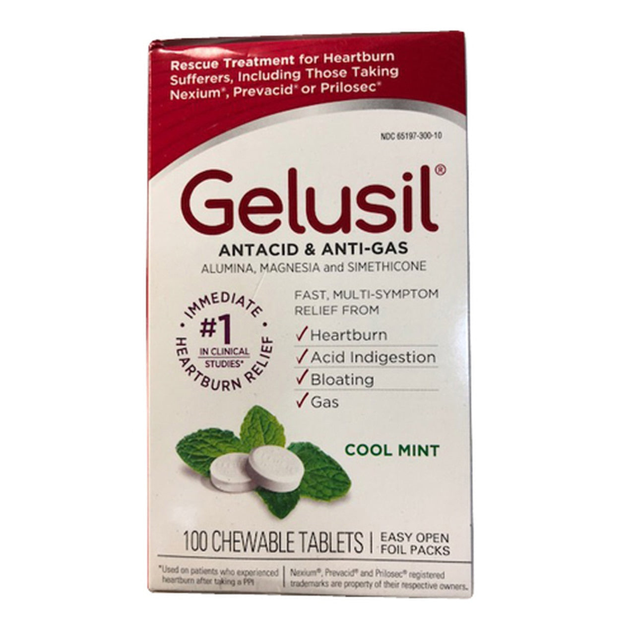 Gelusil Antacid & Anti Gas Chewable Tablets Cool Mint