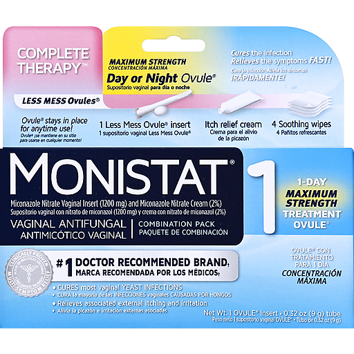 Monistat 1 Complete Therapy Vaginal Antifungal 1-Day Maximum Strength Treatment Ovule Combination Pack