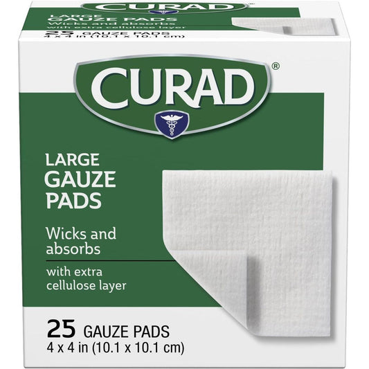 Curad Pro-Gauze Pads, 4 x 4 inch, 25 Count – Professional Grade Absorbent Gauze