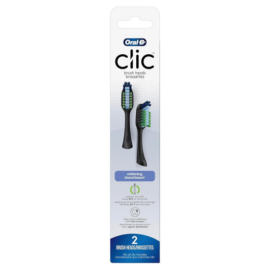 Oral-B Clic Toothbrush Replacement Brush Heads, Whitening, Black