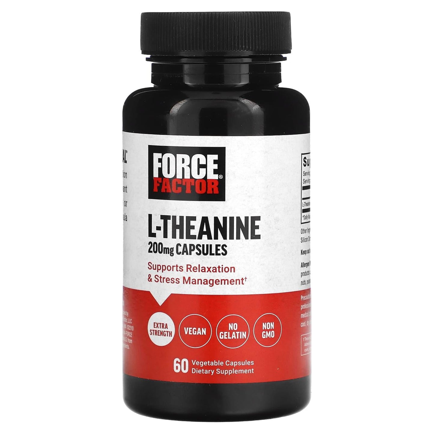 Force Factor L-Theanin, Extra Stärke, 200 Mg, 60 Vegetarische Kapseln