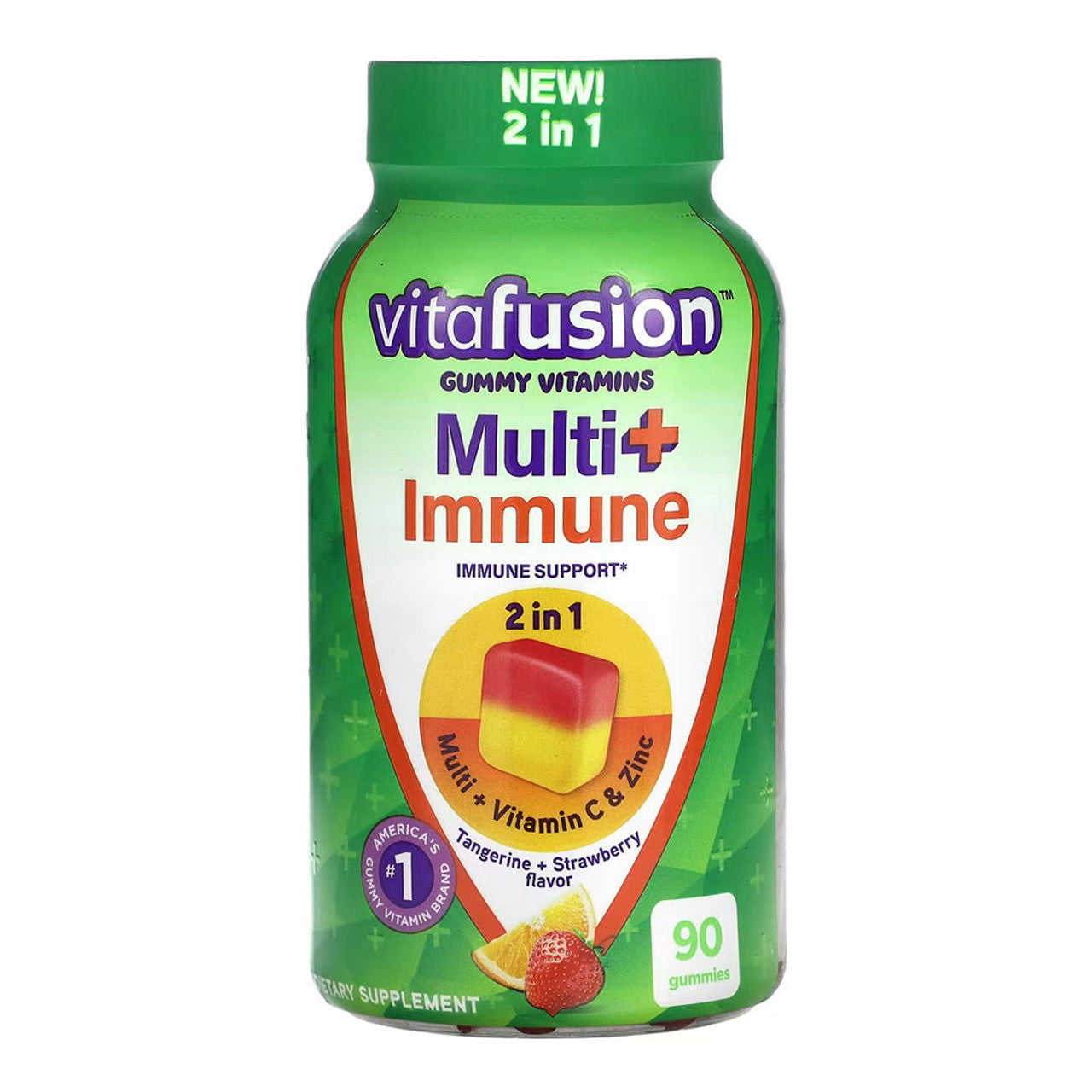 Vitafusion Multi+ Immune Gummy Vitamins, Tangerine & Strawberry, 90 Gummies