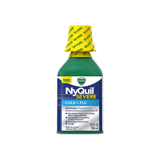 Vicks NyQuil Severe Max Strength Cold & Flu Nighttime Relief Liquid, 12 Fl Oz