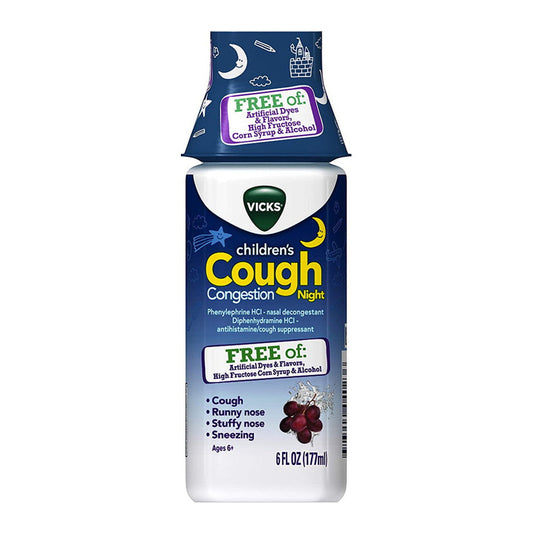 Vicks Children's Night Cough & Congestion Relief Syrup - 6 Fl Oz