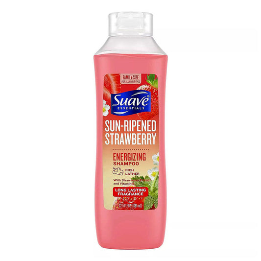 Suave Essentials Shampoo, Energizing, Sun Ripened Strawberry, Family Size 22.5 Fl Oz