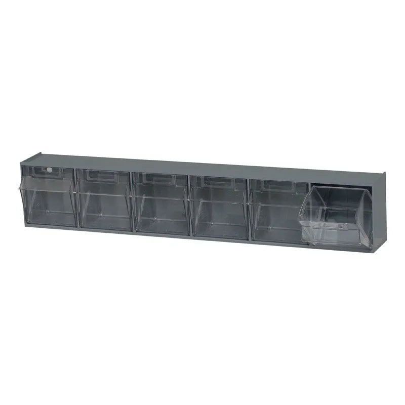 Quantum Storage Systems Tip Out Bin QTB306 – 6 Compartments Gray