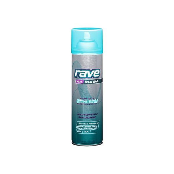 Rave 4x Mega Hairspray Scented Aerosol Can