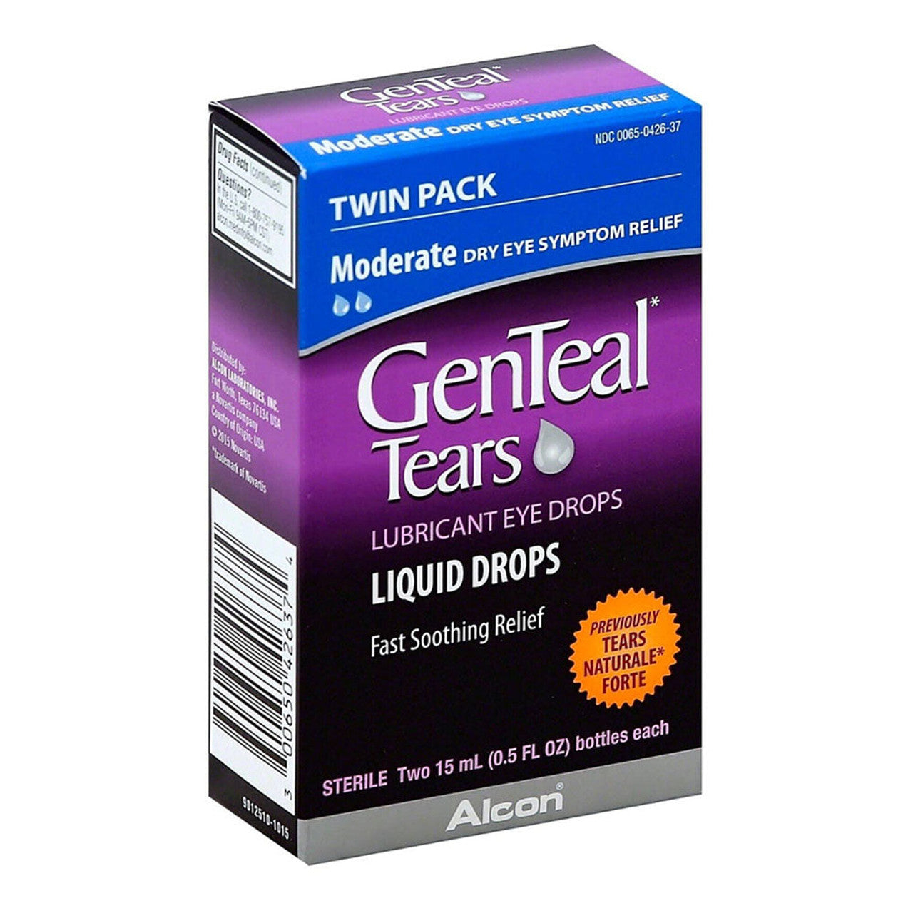 Genteal Tears Lubricant Liquid Eye Drops Moderate, Twin Pack, 0.5 Oz
