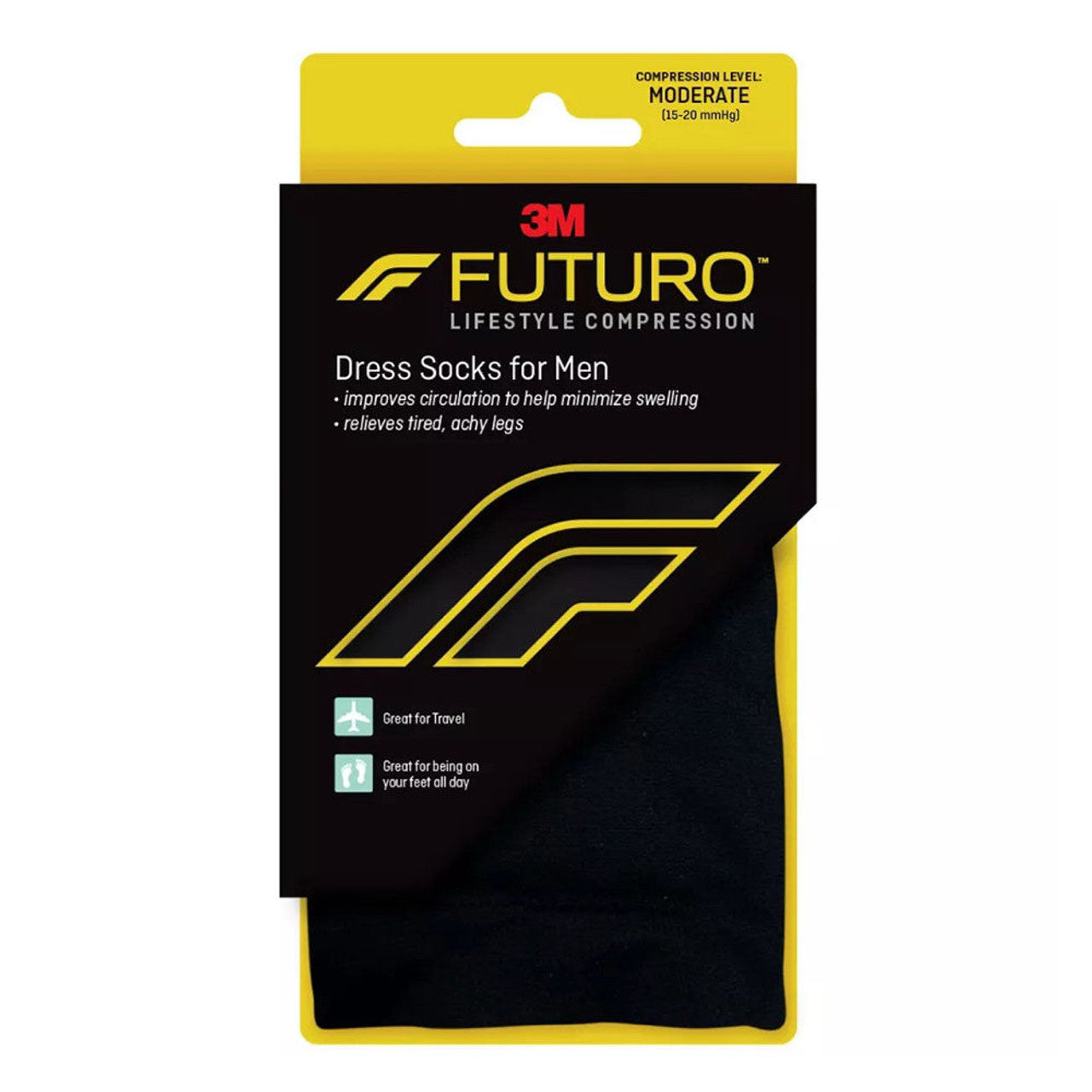 Futuro Revitalizing Dress Socks For Men, Black, Large -Firm