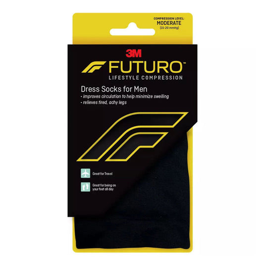 Futuro Revitalizing Dress Socks For Men, Black, Large -Firm
