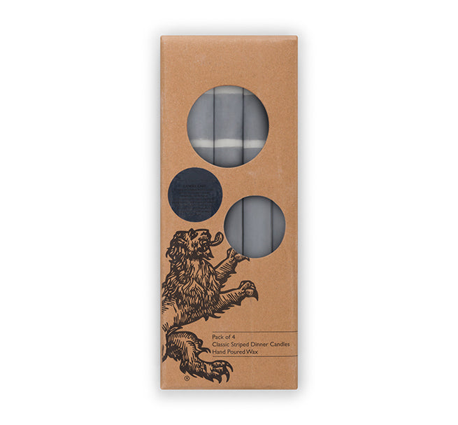 Striped Dinner Candles in Gunmetal and Gull Grey