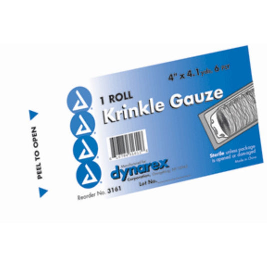 Dynarex Gauze Krinkle Rolls Sterile - 4.5 Inches X 4.1 Yards - 6 Ply