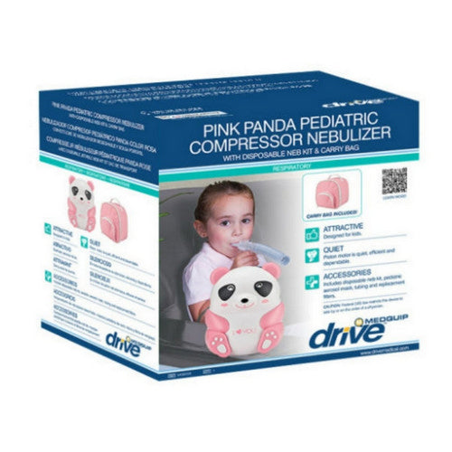 Drive Medical Panda Pediatric Nebulizer, Pink With Disposable Neb Kit