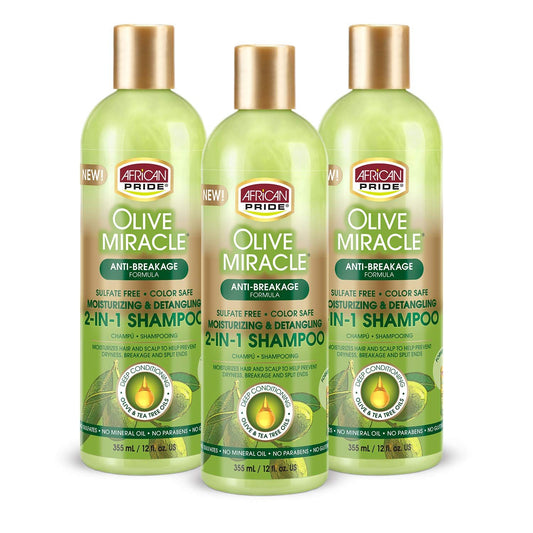African Pride Olive Miracle Shampoo & Conditioner, 2 In 1, Anti Breakage Formula