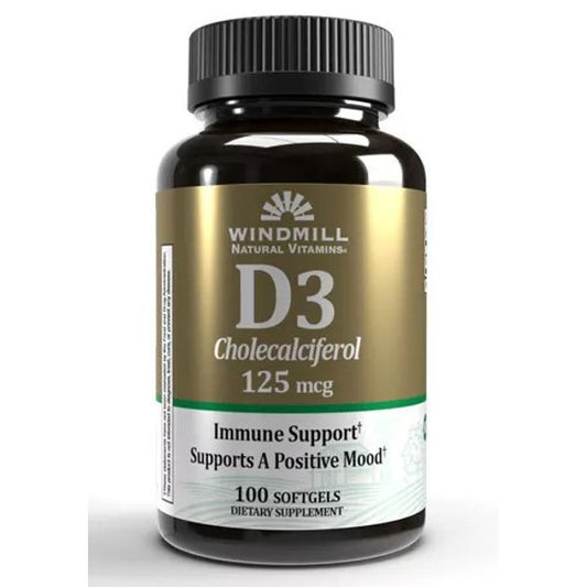 Windmill D3 Cholecalciferol 125 Mcg Immune Support 100 Softgels