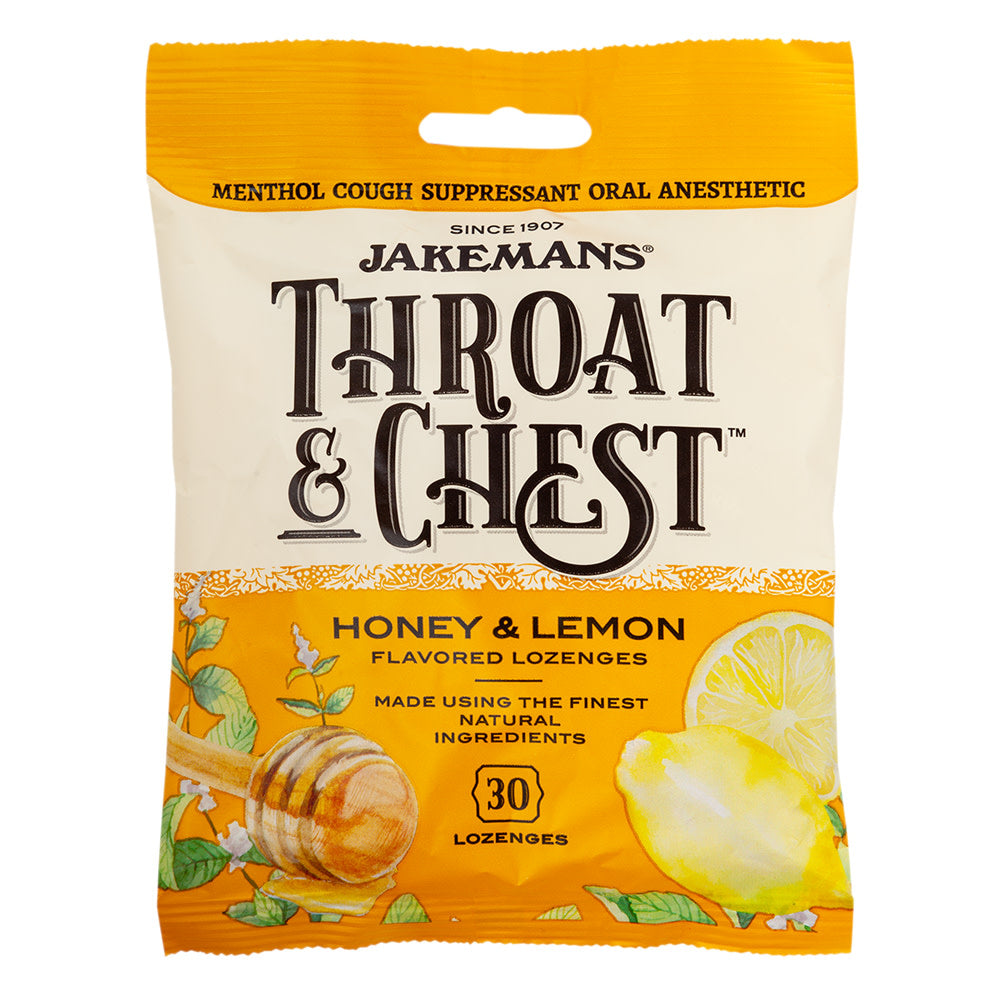 Jakemans Throat & Chest Lozenges, Honey And Lemon, 30 Lozenges