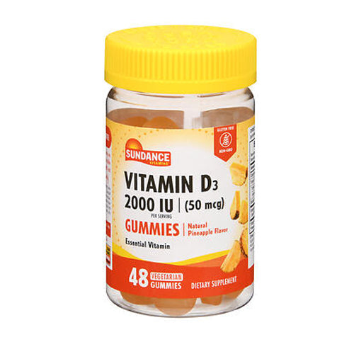Sundance Vitamins Vitamin D3 Vegetarian Gummies, Natural Pineapple Flavor