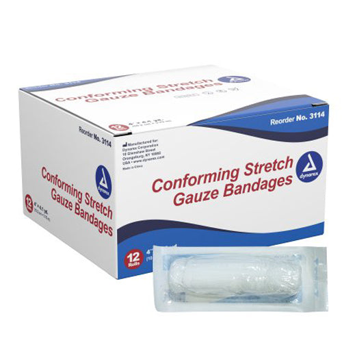 Dynarex Stretch Gauze Bandage Roll, Sterile, 4", Box/12