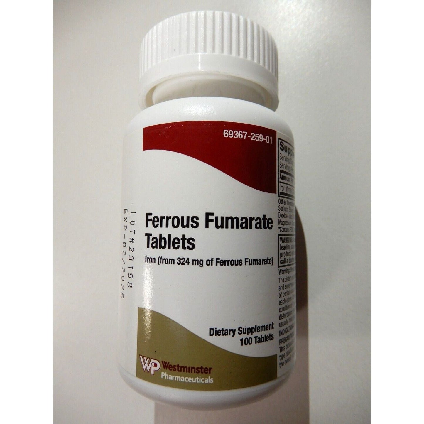 Westminster Ferrous Fumarate/Iron Supplements, 100 Tablets 369367259019VL