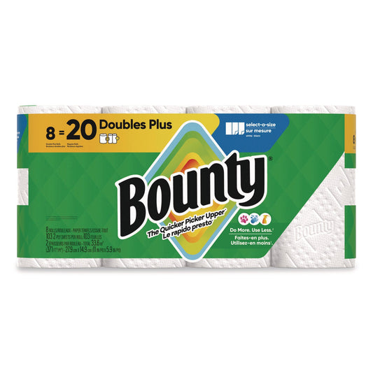 Bounty Paper Towels Select-A-Size White, 8 Double Plus Rolls, 103 Sheets Per Roll
