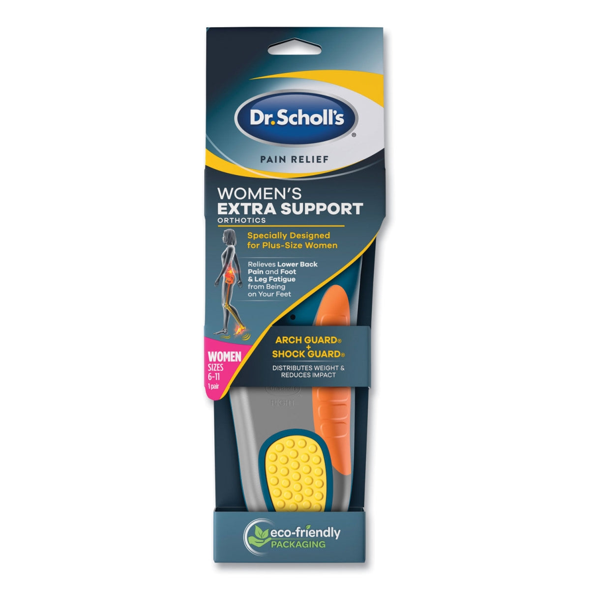 Dr. Scholl's Pain Relief Extra Support Orthotic Insoles For Women Sizes 6 To 11 -- 1 Pair