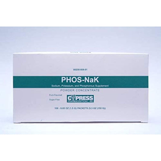 Cypress Pharmaceutical Phos Nak Fruit Flavored Powder Packets 100ct -Exp 09/2025