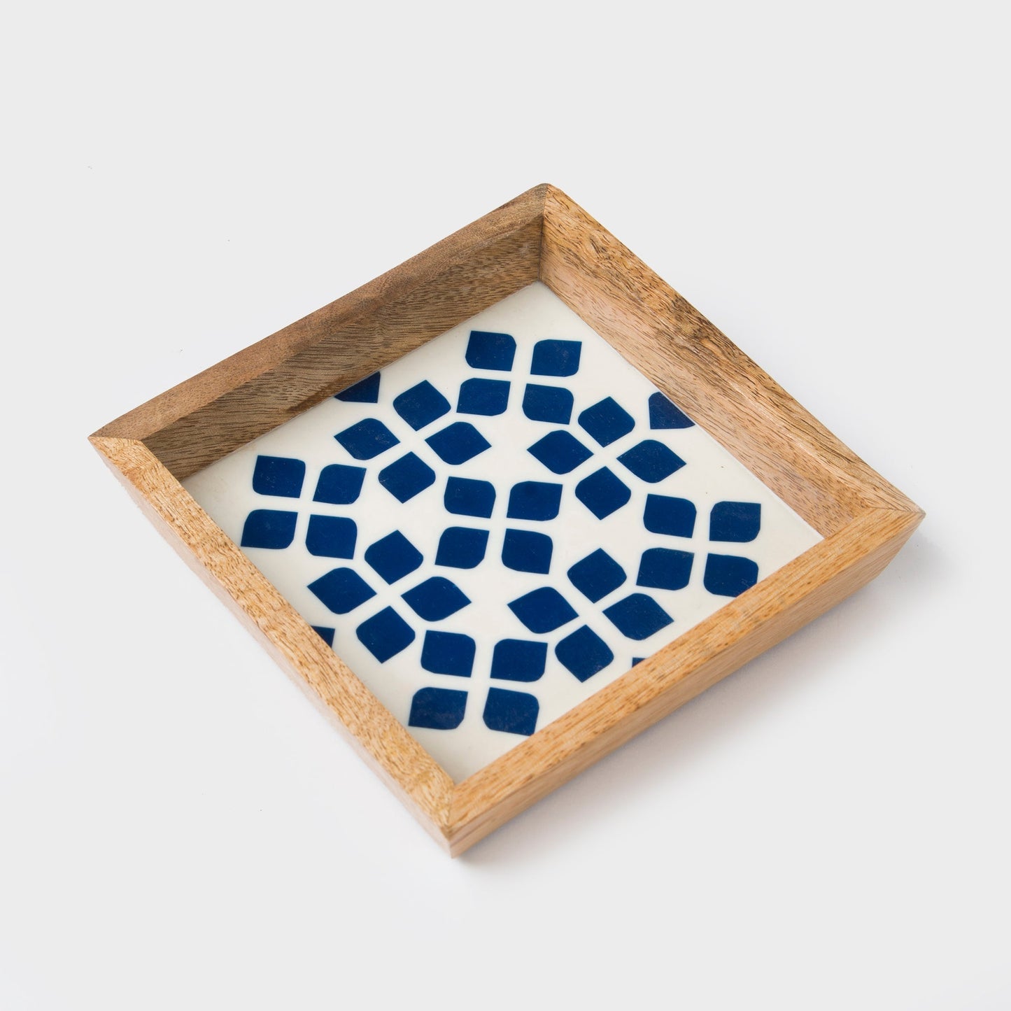 Lattice Blue Trinket Bowl & Tray Gift Box Set