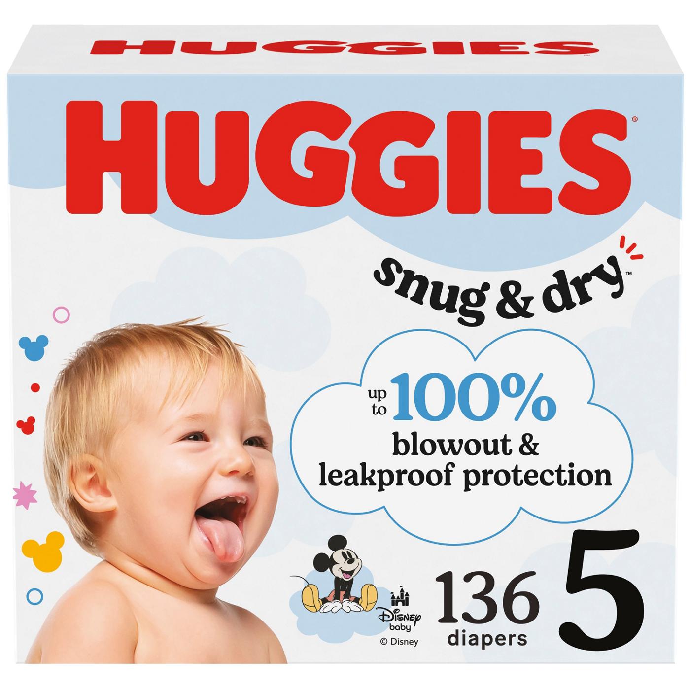 Huggies Snug & Dry Baby Diapers, Size 5 (27+ Lbs)