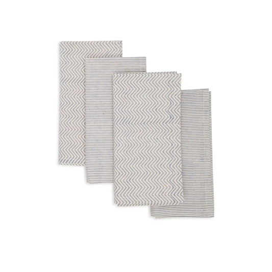 VERTEX Hand Block Printed Napkins - Set of 4. Cotton - Fair Trade - Artisan Made