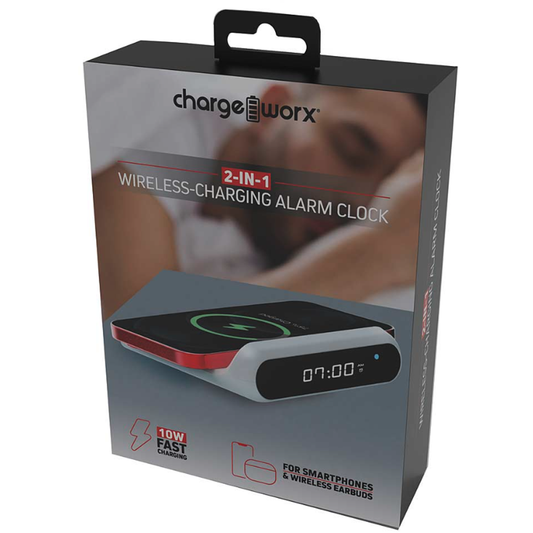 Chargeworx 2-in-1 Wireless Charge Alarm Clock