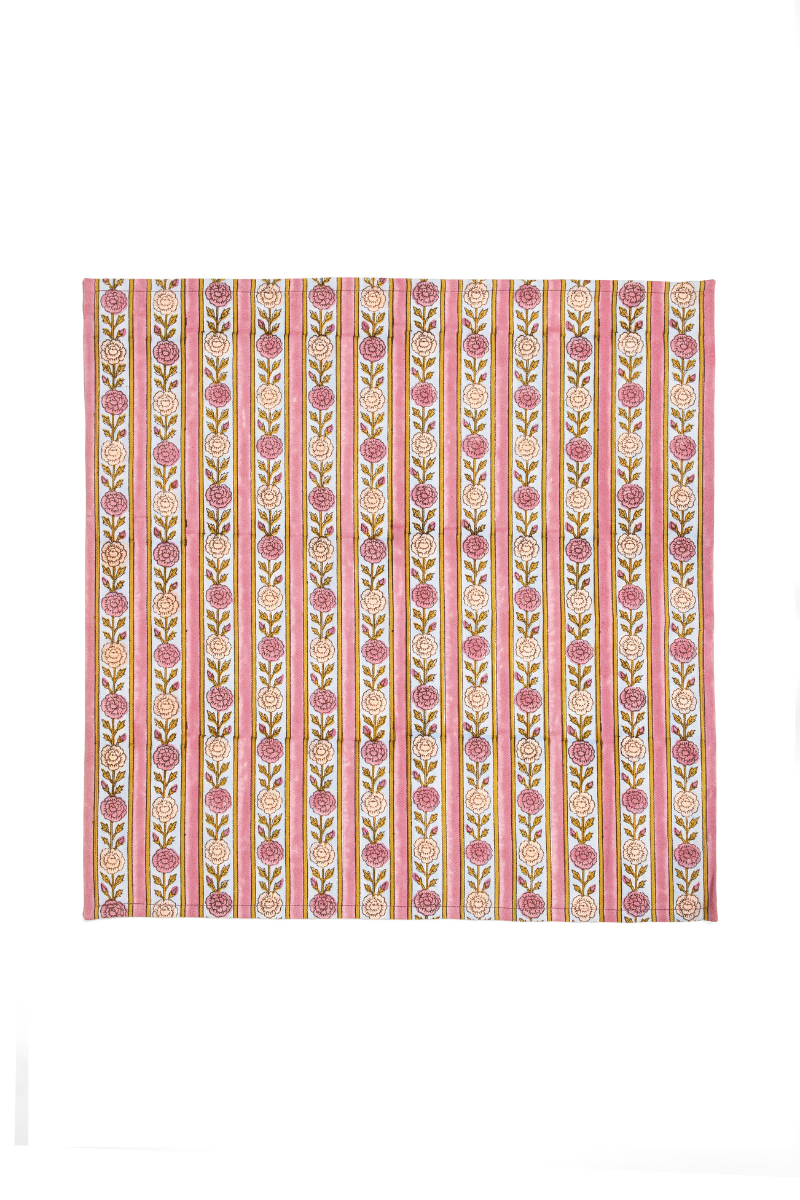 Vintage Floral Stripe Napkins, Set of 4