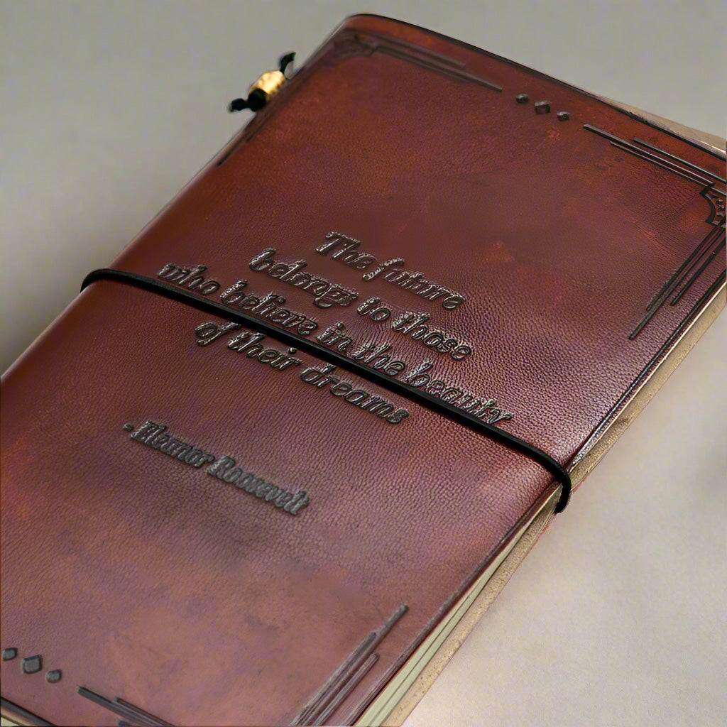 The Future Belongs Eleanor Roosevelt Quote Leather Journal