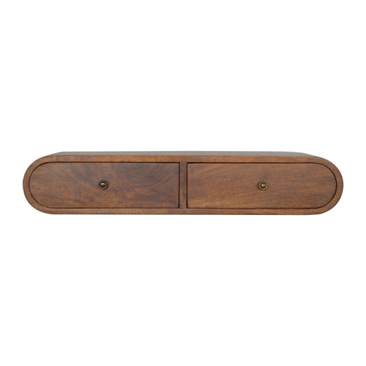 Solid Wood Floating London Console, 2-Drawers, Chestnut, Brown