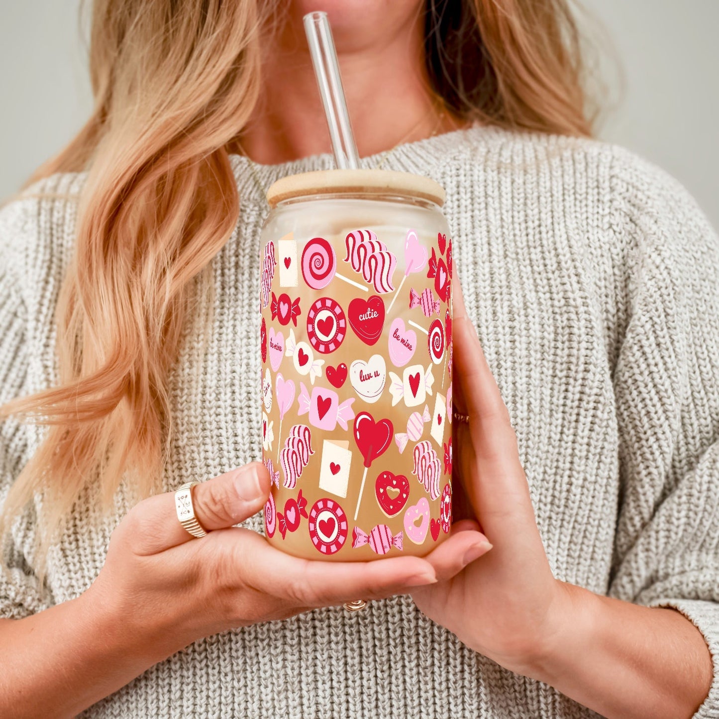 Valentine's Day Sweets Cup with Lid & Straw
