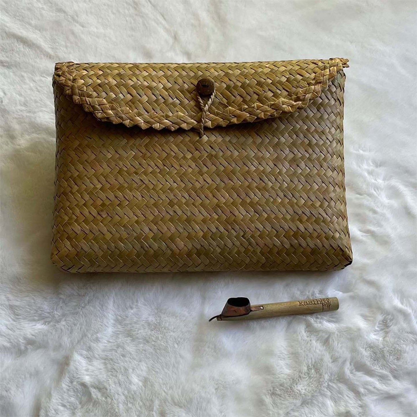Gift Set of Handwoven Pouch and Canting Wax and Dye Tool, Handwoven Natural Bag, Gift for Her
