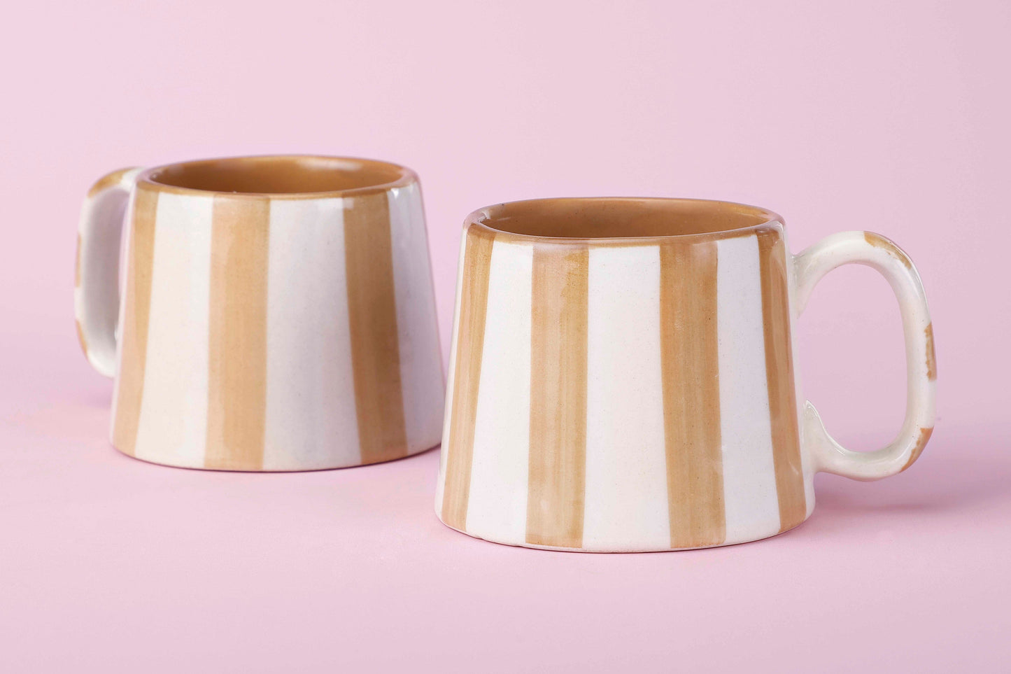 Ceramic Brown Stripe  Coffee cup - 3.5 x 2.5 Inches ( Set of 4 )
