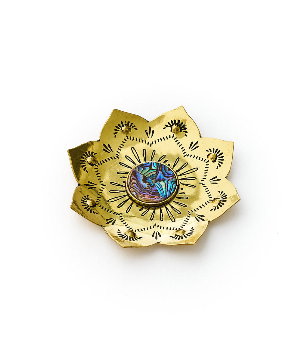 Kairavini Lotus Trinket Dish - Etched Brass, Abalone - Osadia Concept Store