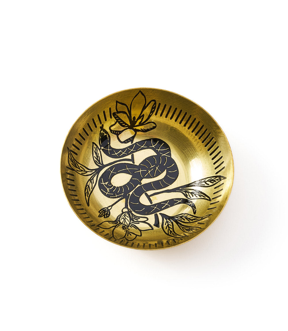 Saanp Snake Round Trinket Dish - Etched Brass - Osadia Concept Store