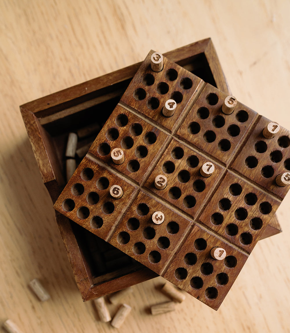 Sudoku Wooden Peg Game - Hand Carved Wood - Osadia Concept Store