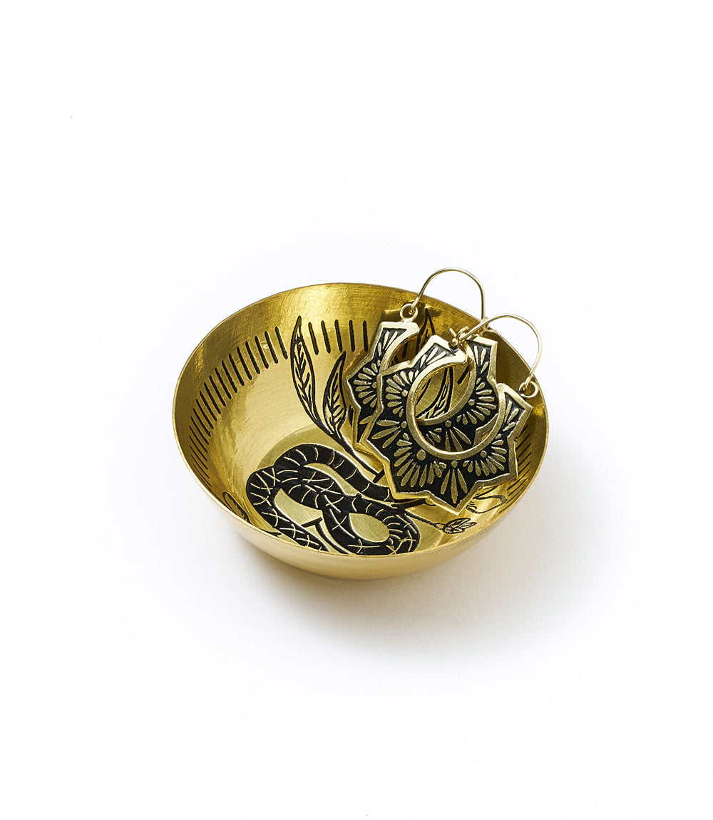 Saanp Snake Round Trinket Dish - Etched Brass - Osadia Concept Store