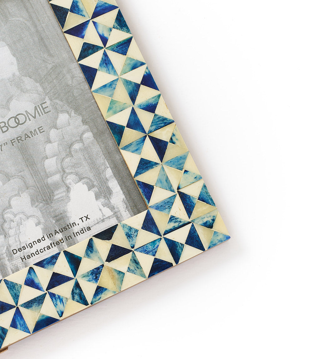 Varuna 5x7 Cobalt Picture Frame - Fair Trade Carved Bone - Osadia Concept Store