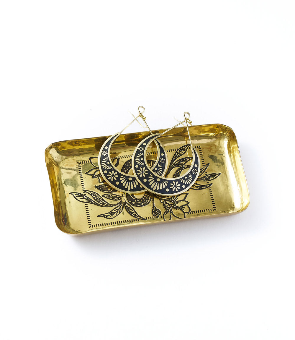 Saanp Snake Rectangular Catch-all Tray - Etched Brass - Osadia Concept Store