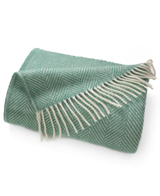 Highland Tweeds Herringbone Pure New Wool Throw ~ Mint ~