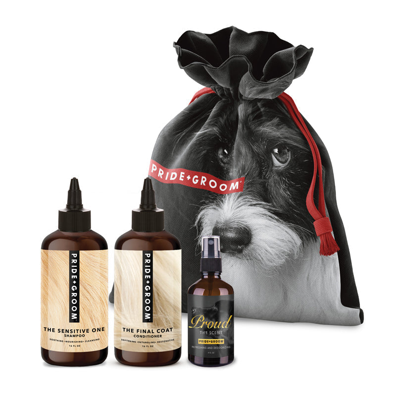 THE BIG DELUXE DOGGY BAG — Luxury Dog Grooming Kit with 16oz Coat-Specific Shampoo, Conditioner & Signature Scent
