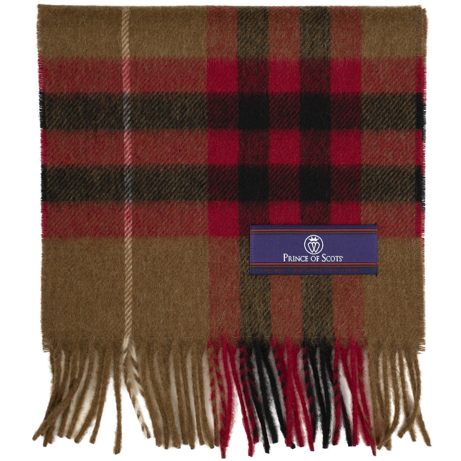 Prince of Scots Heritage Plaid Fringed Merino Wool Scarf (Cambridge Camel) - Osadia Concept Store