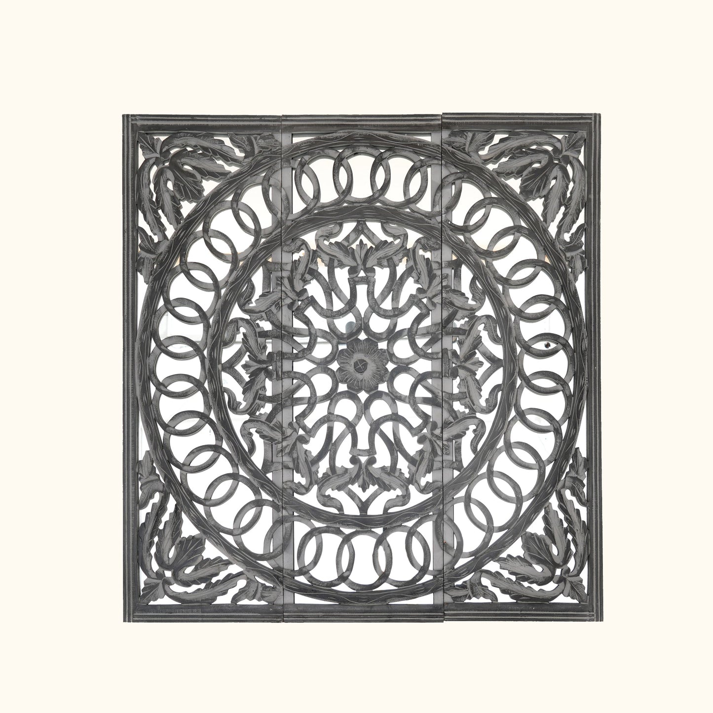 Wall Art with Mirror | Wooden Handmade Wall Panel , 48x48"