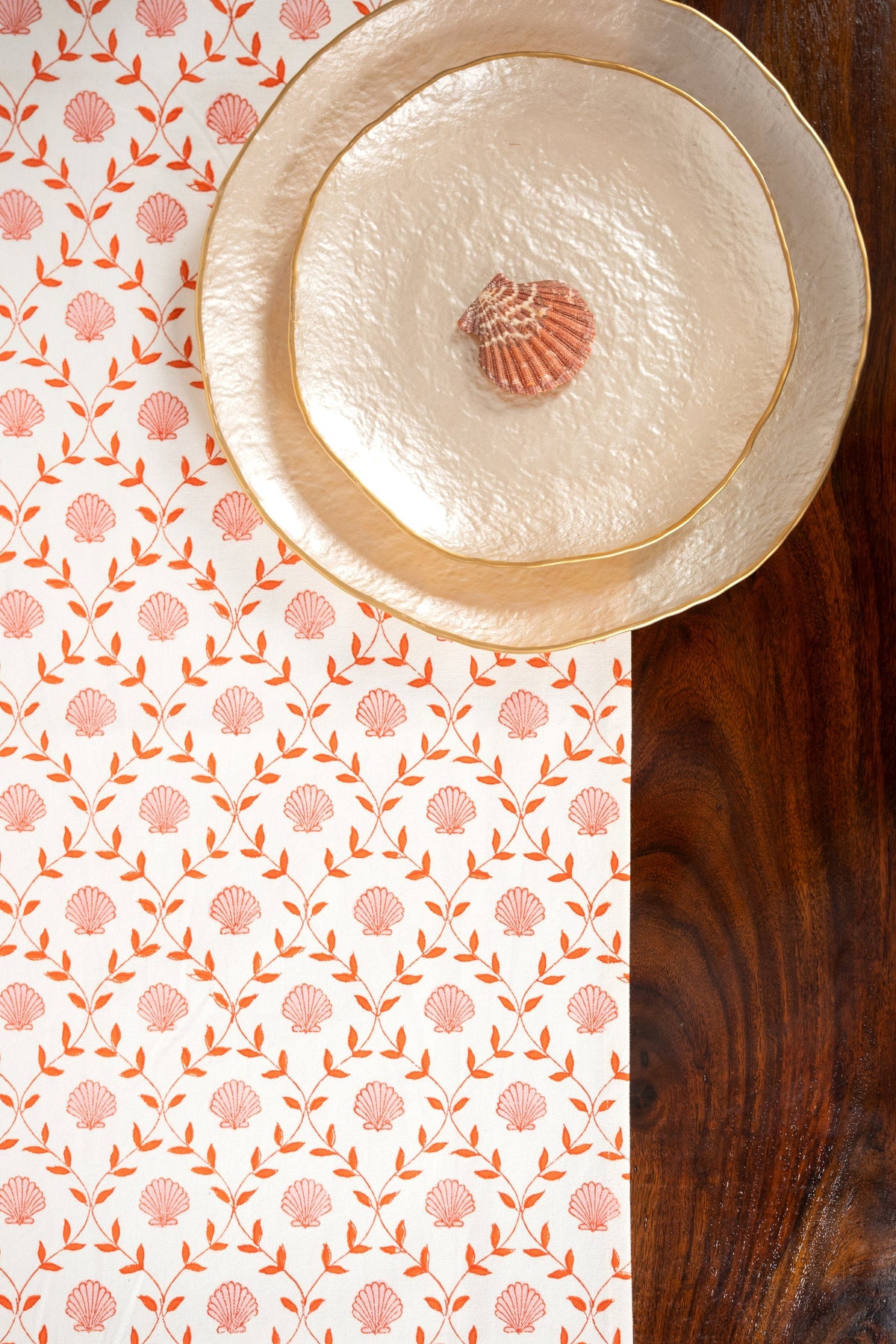 Seashell Blockprint Table Runner
