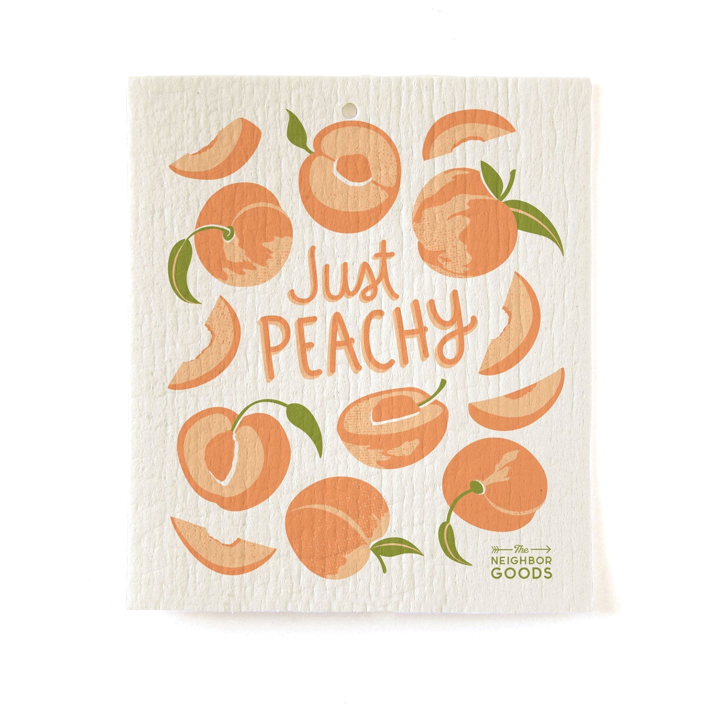 Peach Dish Towel + Sponge Cloth Gift Set