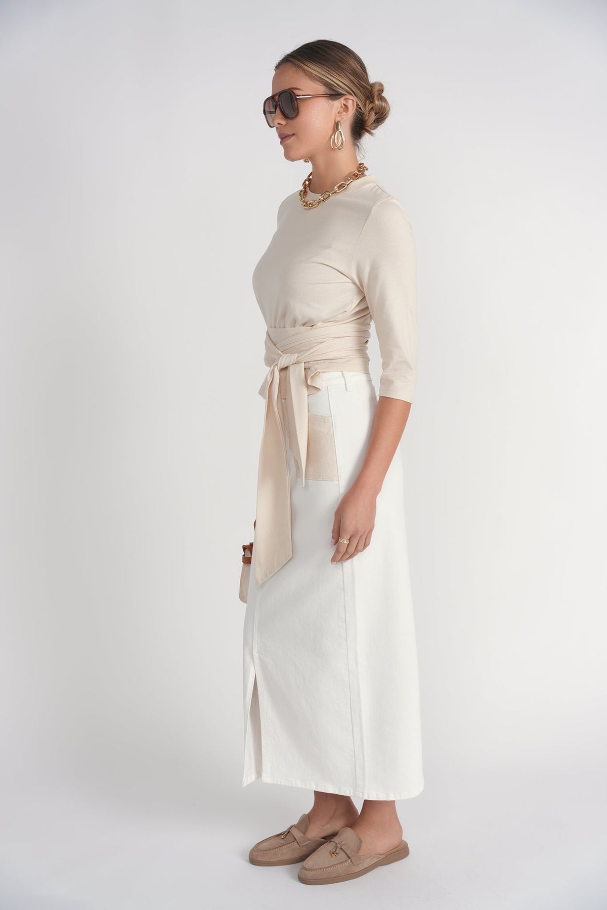Wraparound Tee- Beige